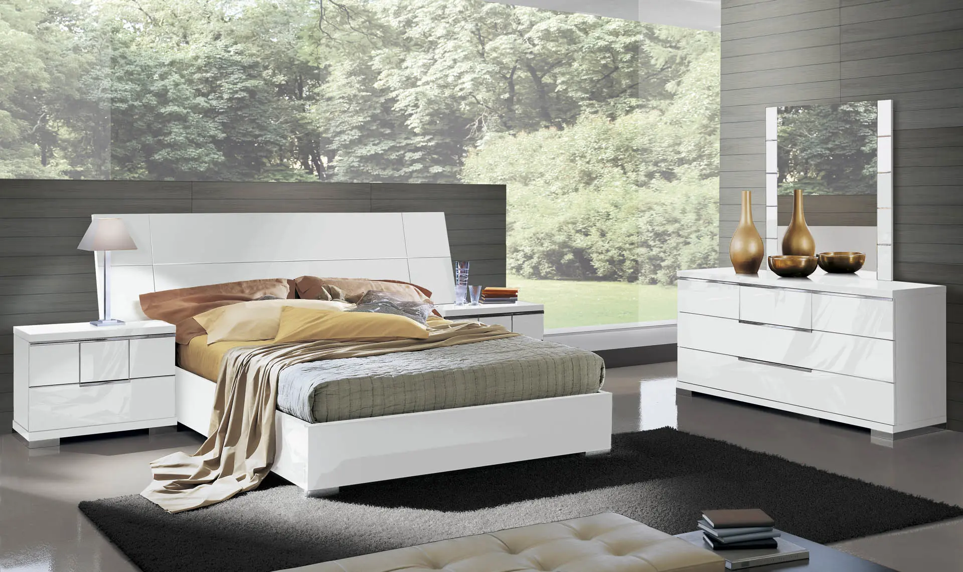 ALF Asti Bedroom Collection High Gloss White Finish - Unique Furniture
