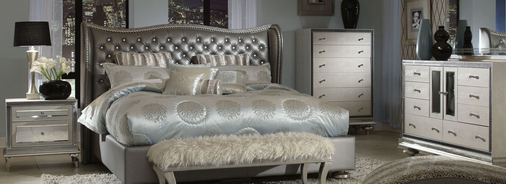 Amini Hollywood Swank Bedroom Collection Unique Furniture