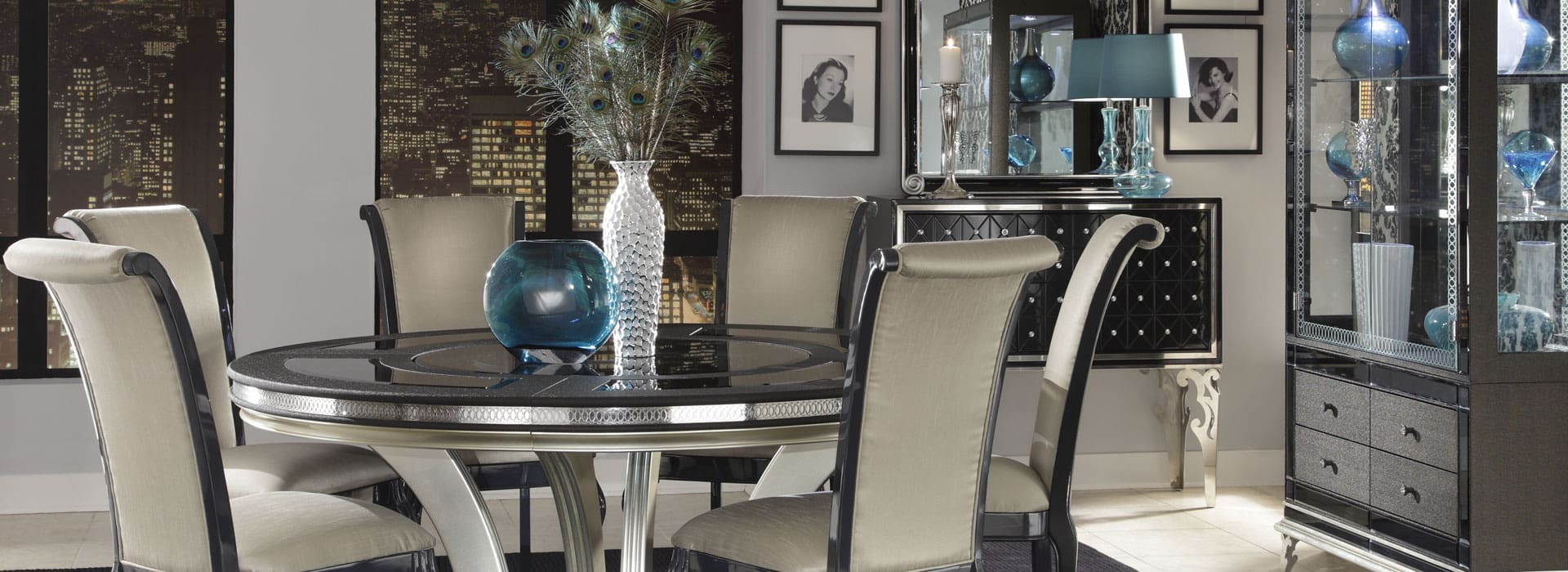 Modern Amini Hollywood Swank Round Table Dining Unique Furniture