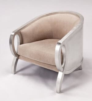 Beige and Silver Accent Chair