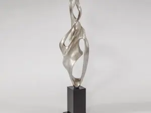 Modern Silvery Flame Floor Sculpture