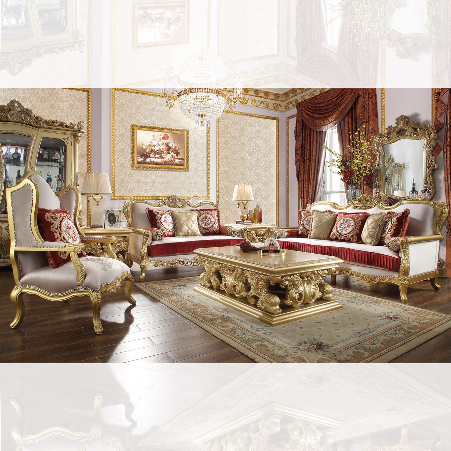 Homey Design 3pc Luxurious Gold Sofa Set