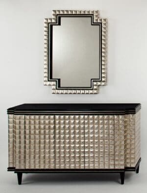 Old World Silver Mirror Console Cabinet