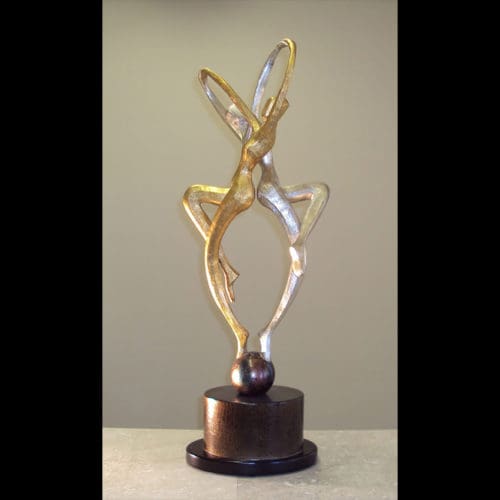 Modern Entwined Figures Sculpture