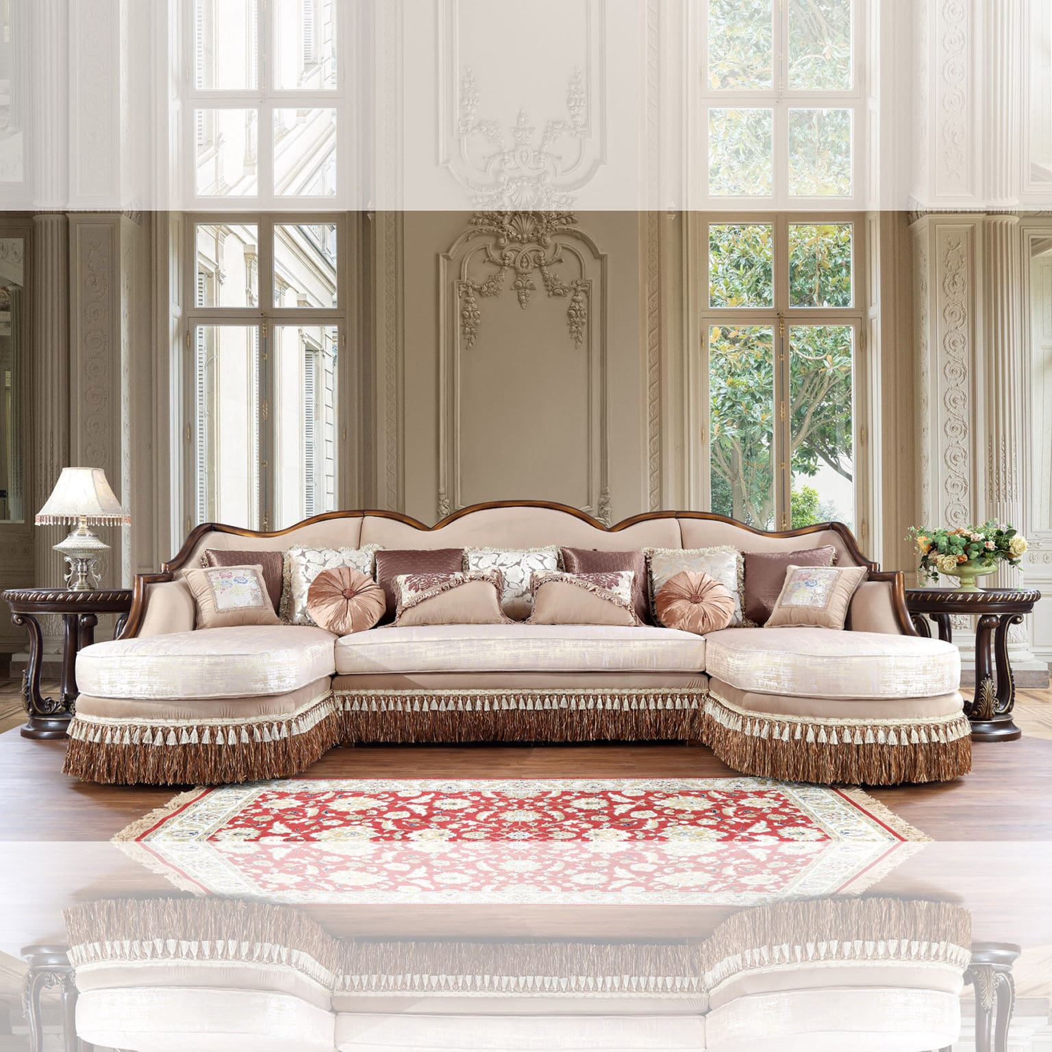 Glamorous Brown Cherry 3pc Sofa Set