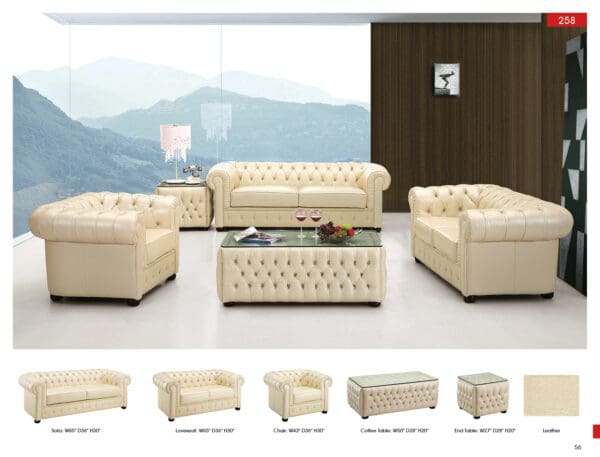 ESF 258 Full Leather Living Room Set