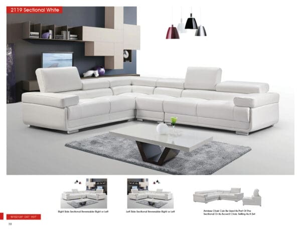 ESF 2119 White Sectional