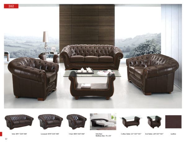 ESF 262 Full Leather Living Room Set