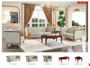 ESF 401 Grey Leather Living Room Set0 ESF 401 Grey Leather Living Room Set0