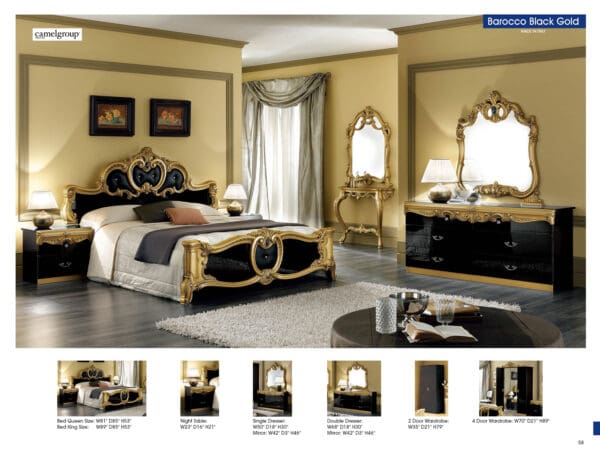 ESF Barocco Black Bedroom Collection
