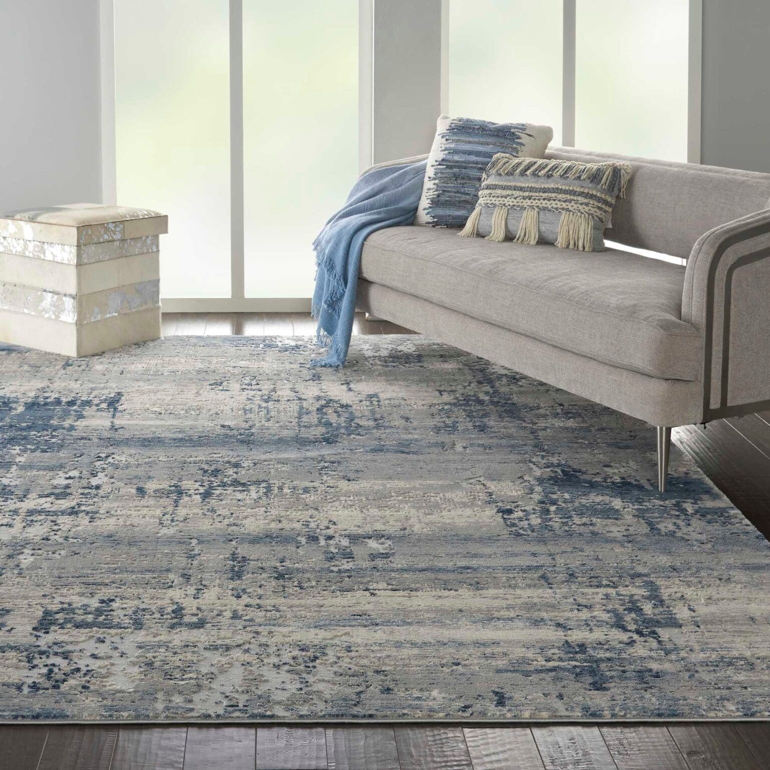 Rustic Textures RUS10 Ivory Blue Rug