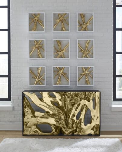 Cast Root Small Gold Console Table