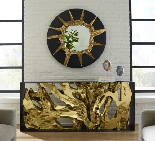 Circular Cracked Black Gold Mirror