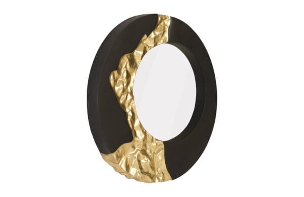 Mercury Round Black Gold Mirror