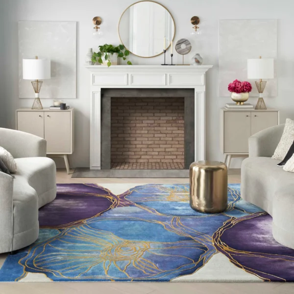 Nourison Prismatic 32 Blue Gold Rug