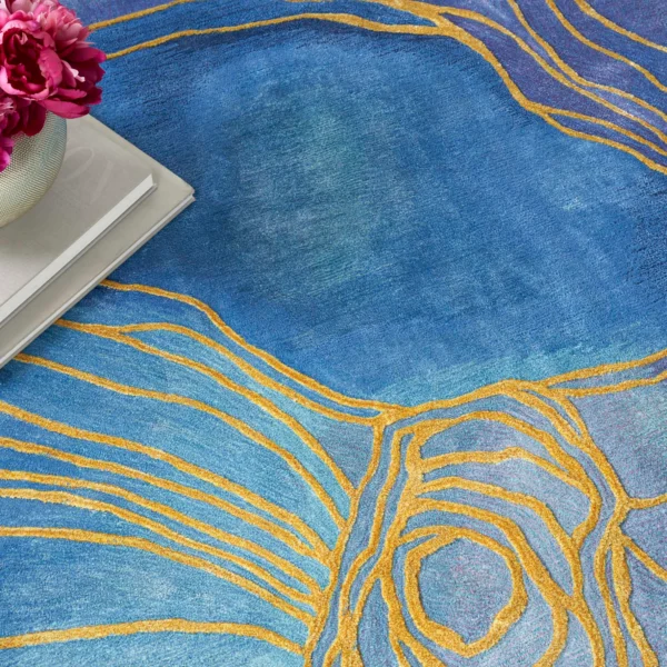 Nourison Prismatic 32 Blue Gold Rug