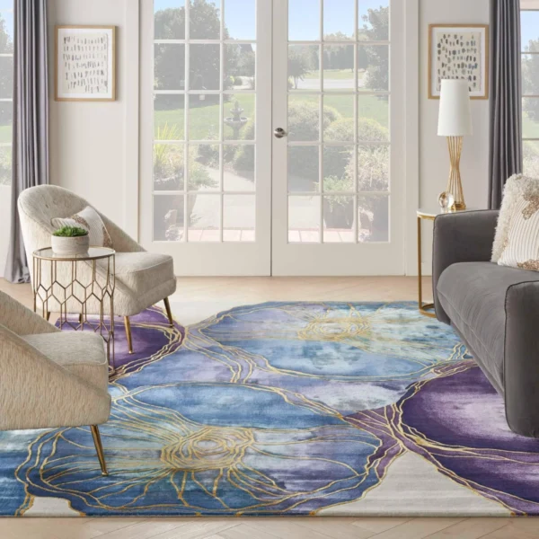 Nourison Prismatic 32 Blue Gold Rug