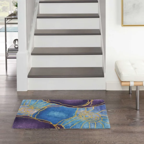 Nourison Prismatic 32 Blue Gold Rug