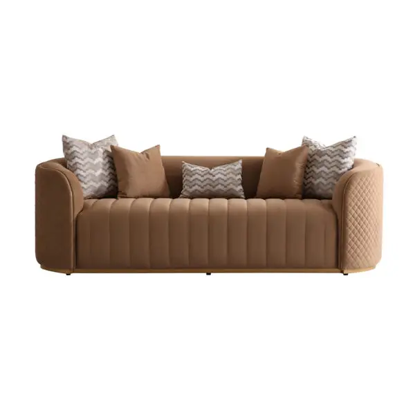 Michael Amini Ariana Sofa Caramel Gold