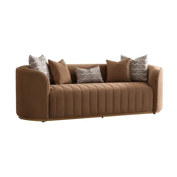 Michael Amini Ariana Sofa Caramel Gold