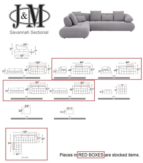 J&M Furniture Savannah Fabric Sectional